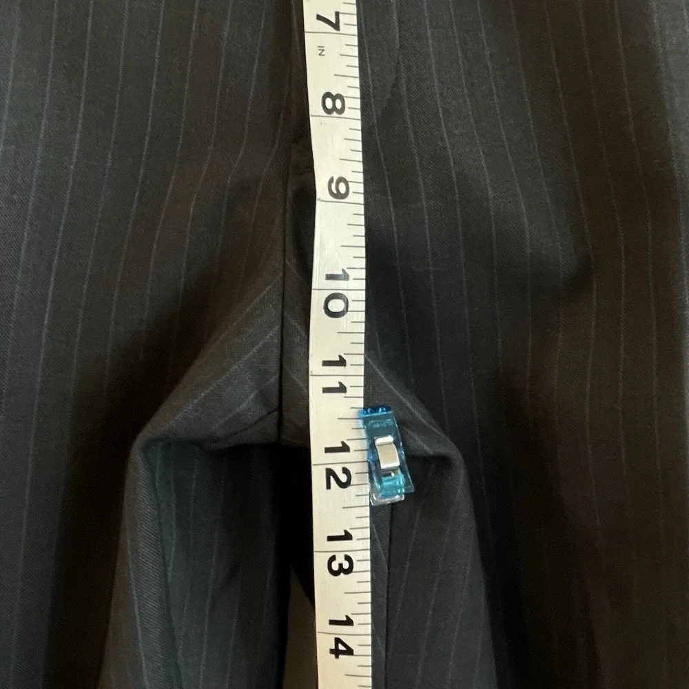 Angelo Rossi Mens Trousers Slacks Pants Suit Gray With Blue Pin‎ Stripe 35 x 30